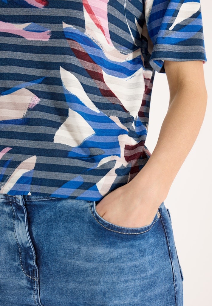 Kurzarm Shirt mit Ausbrennerstreifen