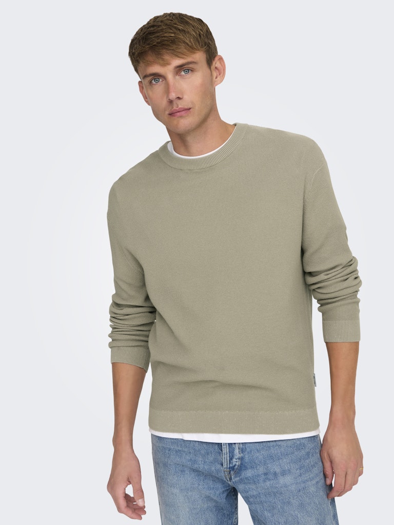 ONSTONY RLX 12 LS WAFFLE CREW KNIT NOOS