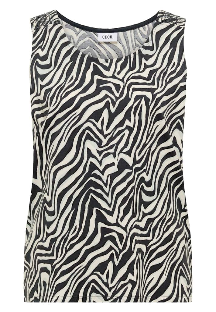 Top mit Rundhals und Smokdetail