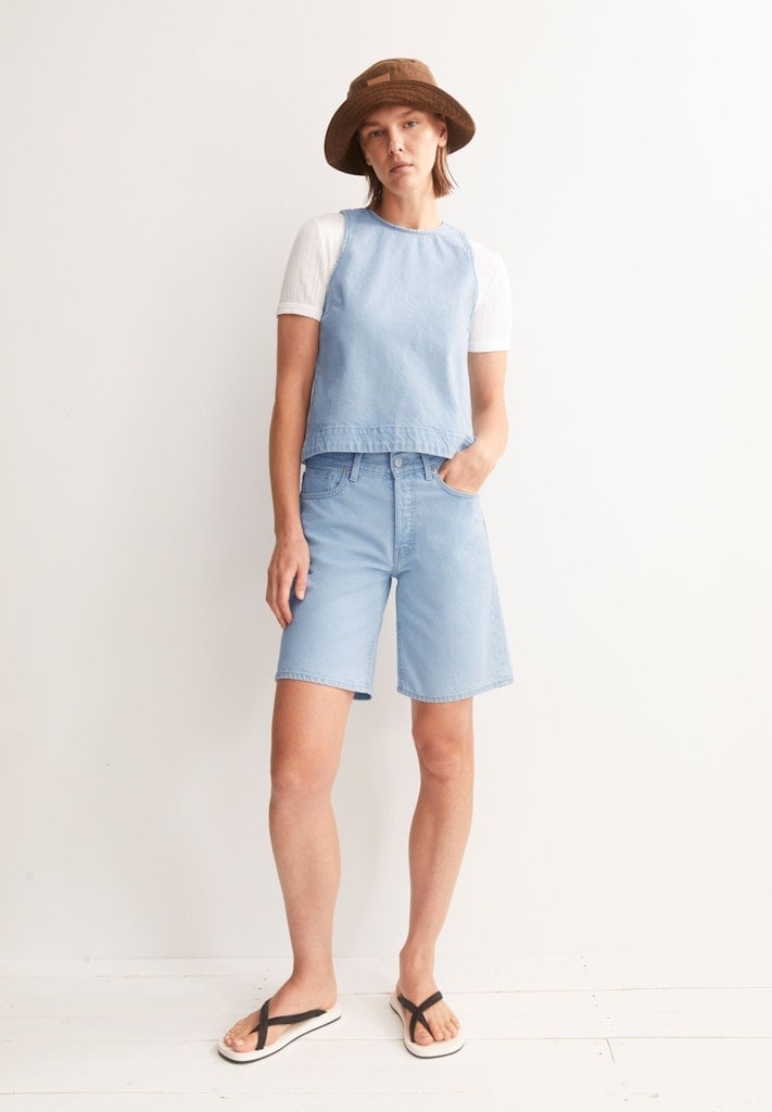 THAALINA MID WAIST DENIM SHORT