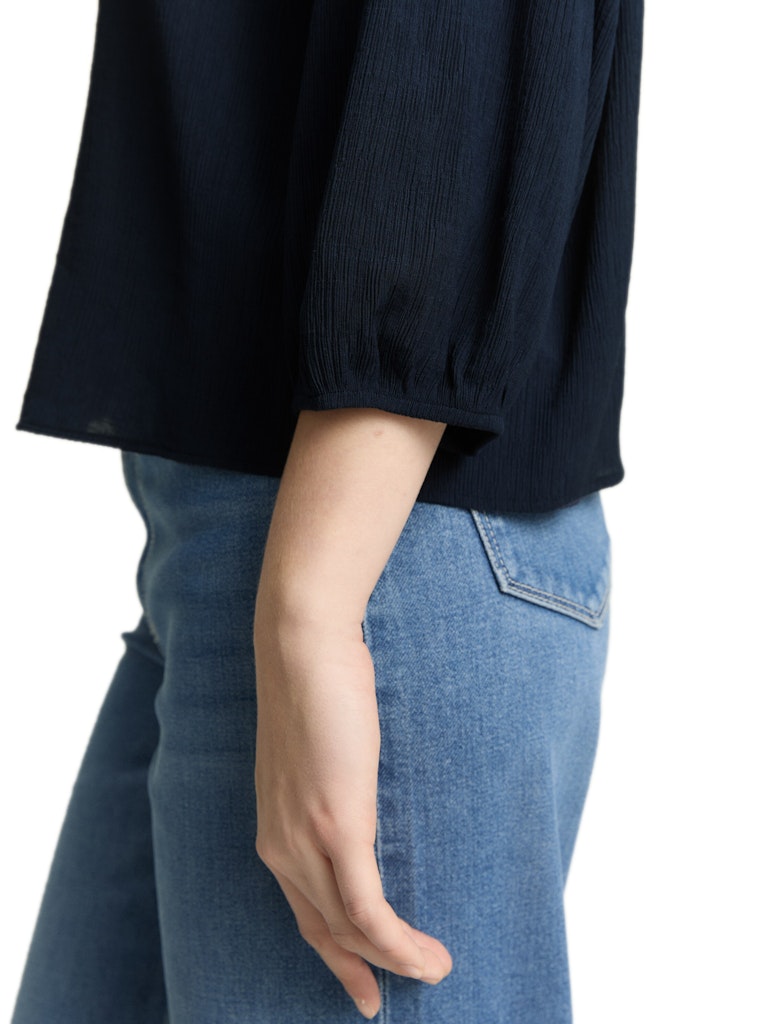 Crinkle Bluse mit Knopfleiste