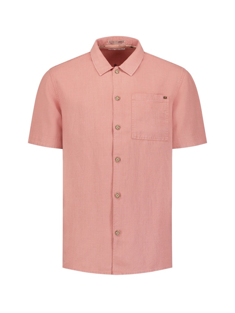Shirt Short Sleeve With Linen, Garment Dyed