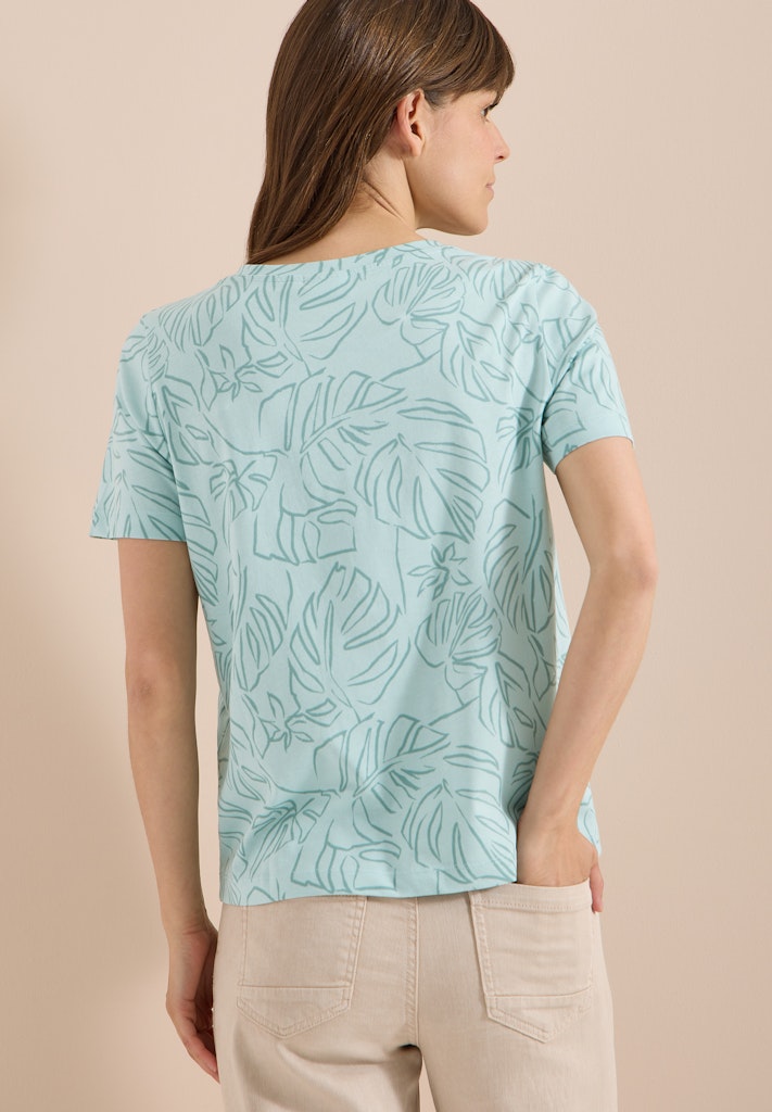 T-Shirt mit Rundhals und Blätterprint