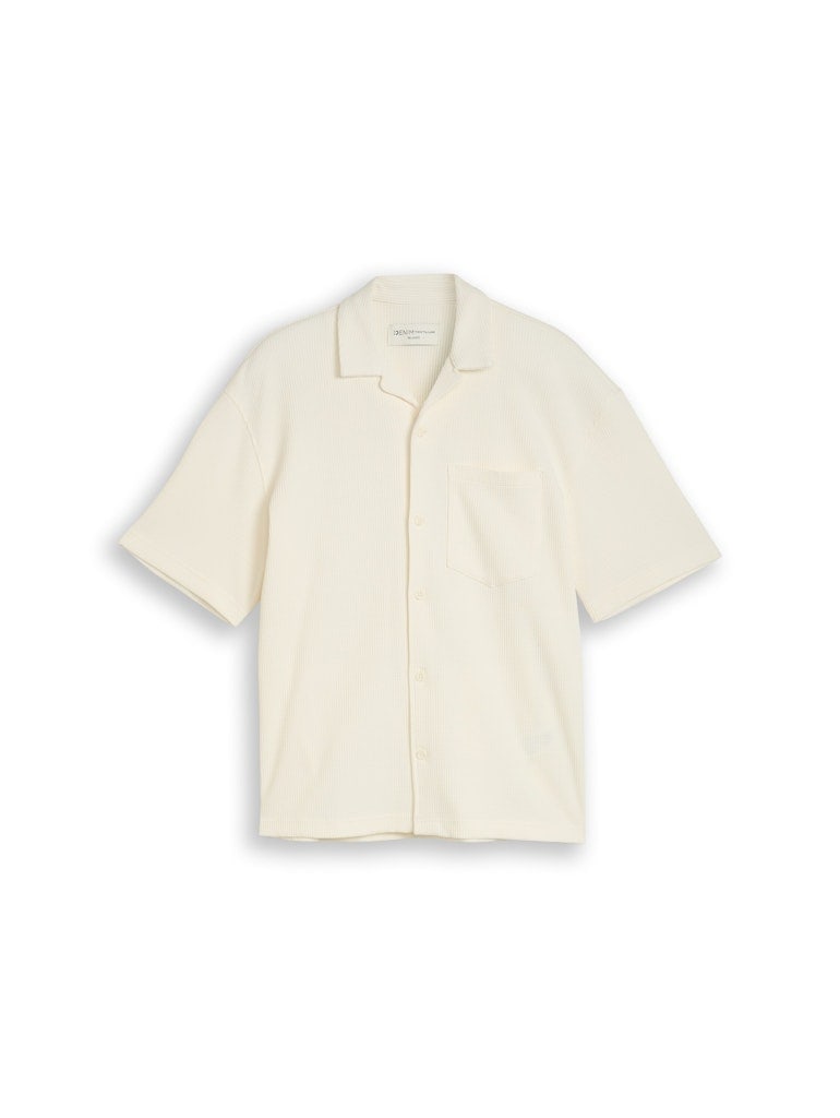 Relaxed Fit Resort Hemd mit Waffelstruktur