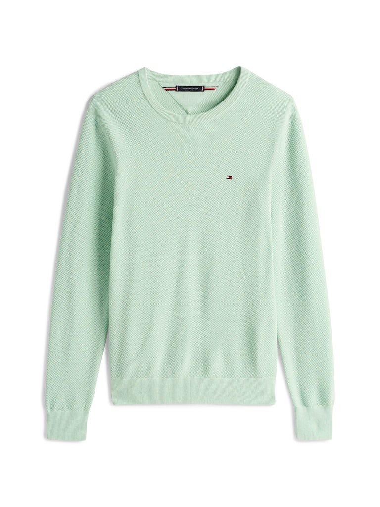 Flag Embroidery Textured Crew Neck Jumper