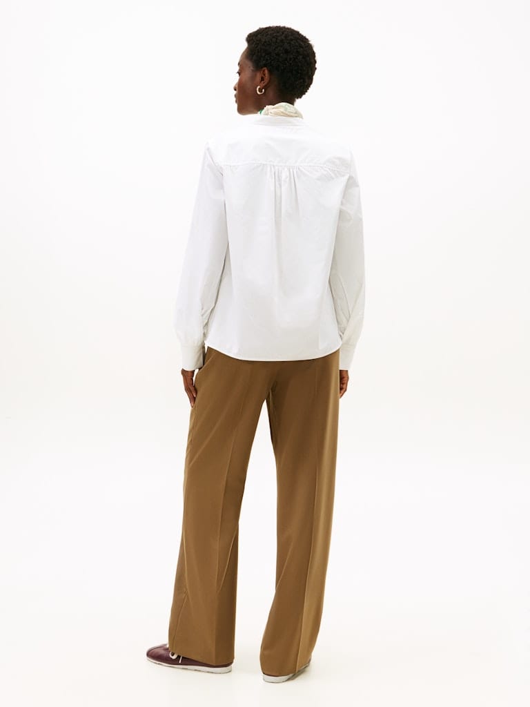 POPLIN V-NK BLOUSE
