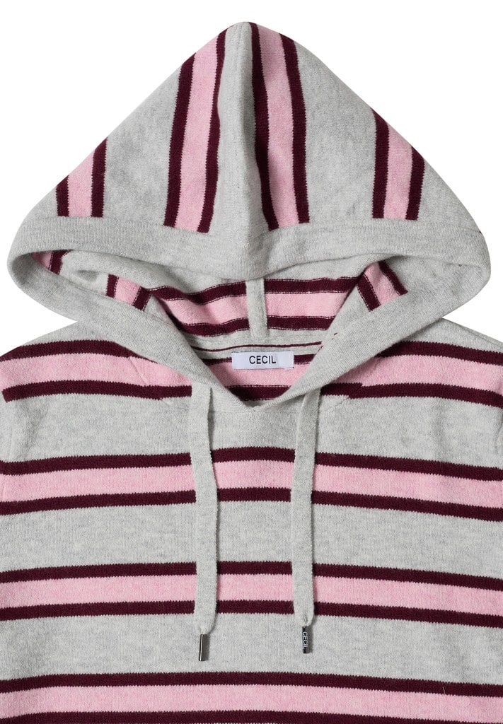 Langarm Pullover mit Kapuze und Streifen