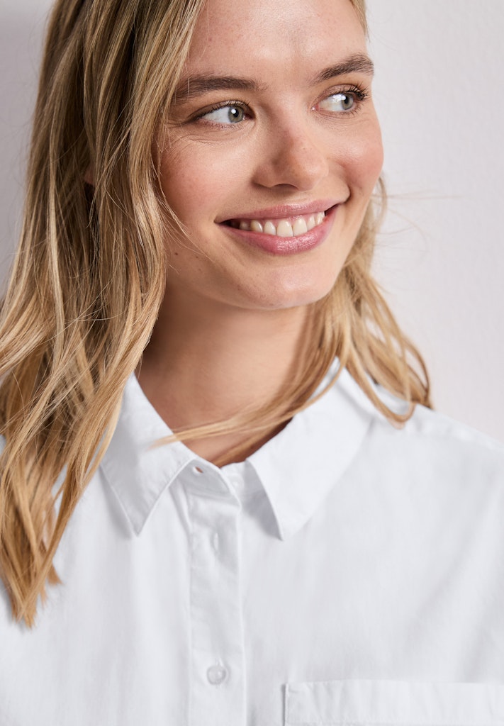 Langarm Bluse mit Hemdkragen aus Twill