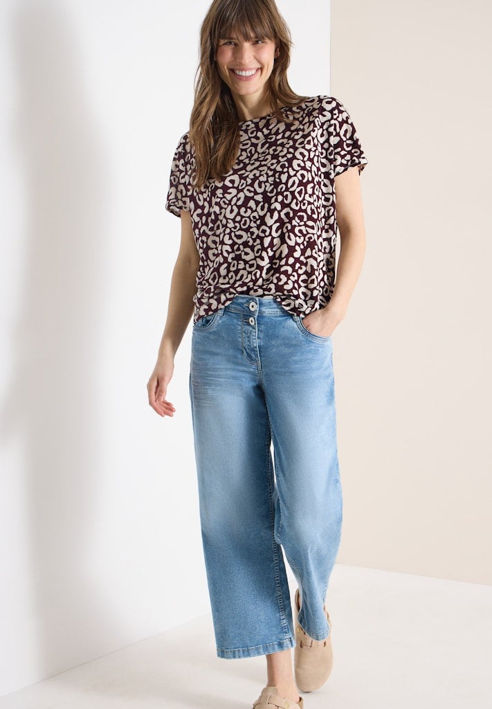 Shirt im Leinen-Look mit Leo-Print