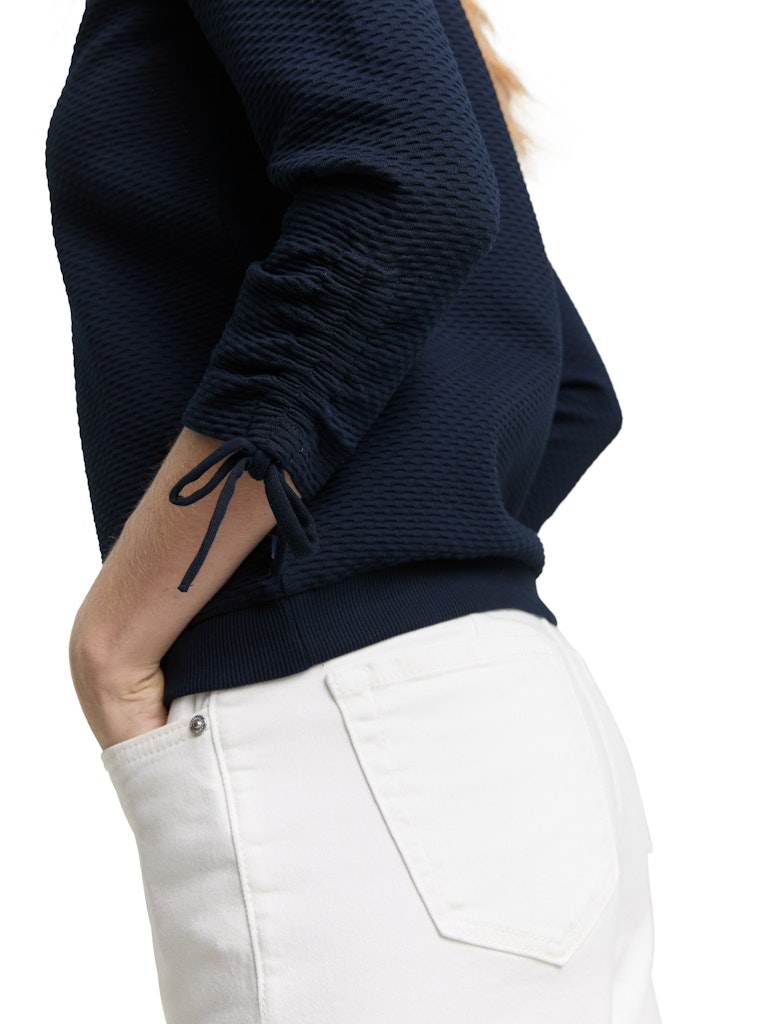 Slim Fit Sweatshirt mit Raffärmeln