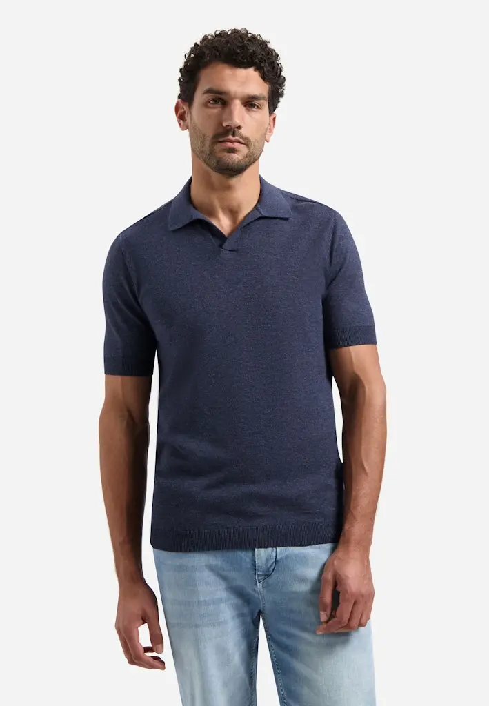 Pullover Short Sleeve V-Polo Melange