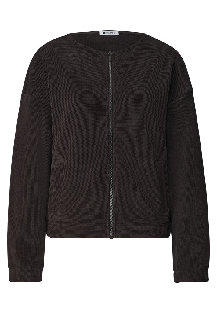 Jacke mit Rundhals in Cord-Optik