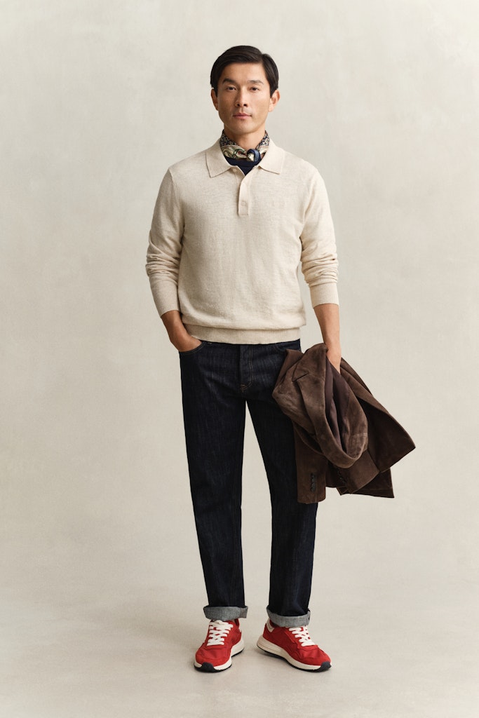 Polopullover aus Baumwollmix-Flammgarn