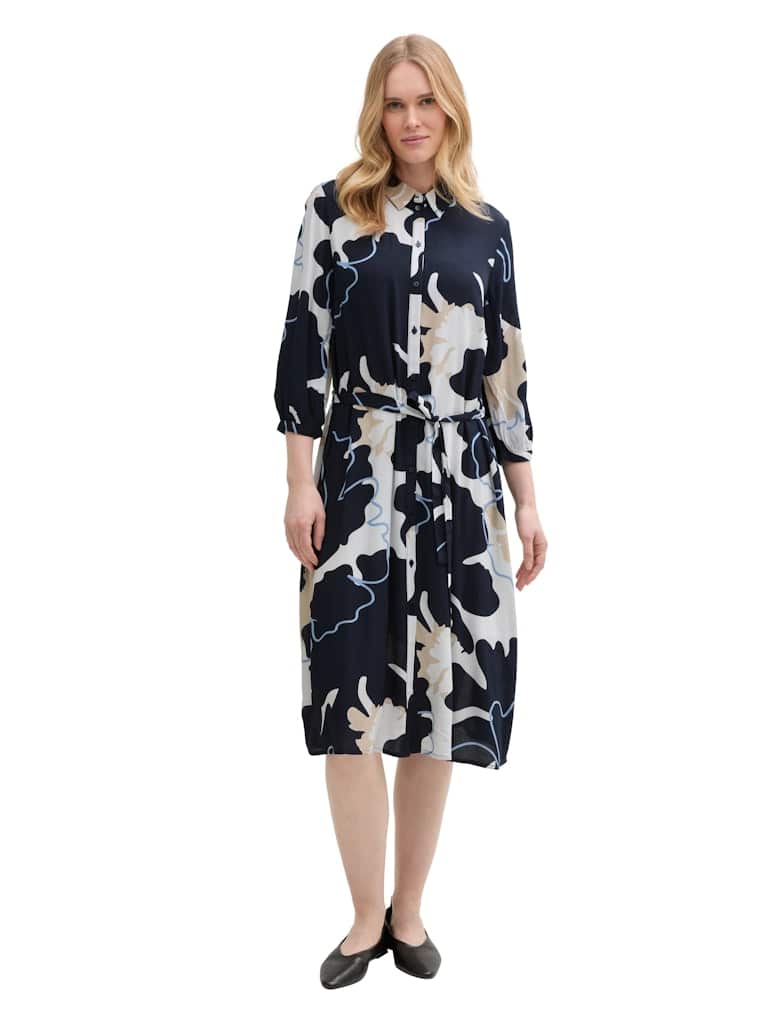 Midi-Blusenkleid mit Gürtel