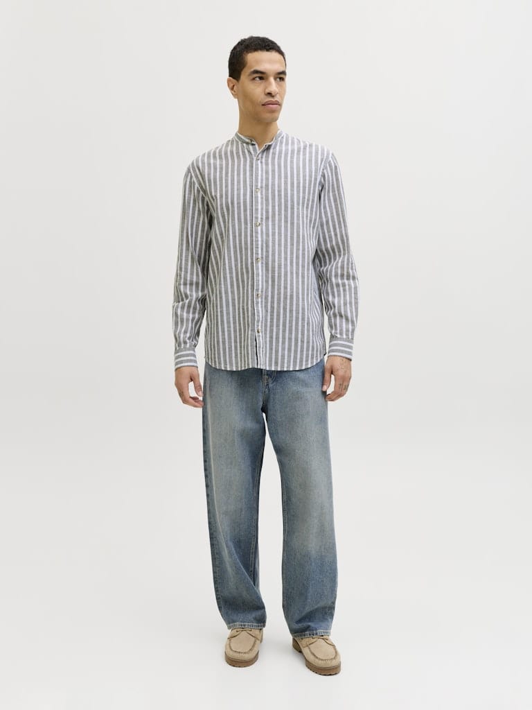JJESUMMER LINEN BLEND BAND SHIRT L/S SN