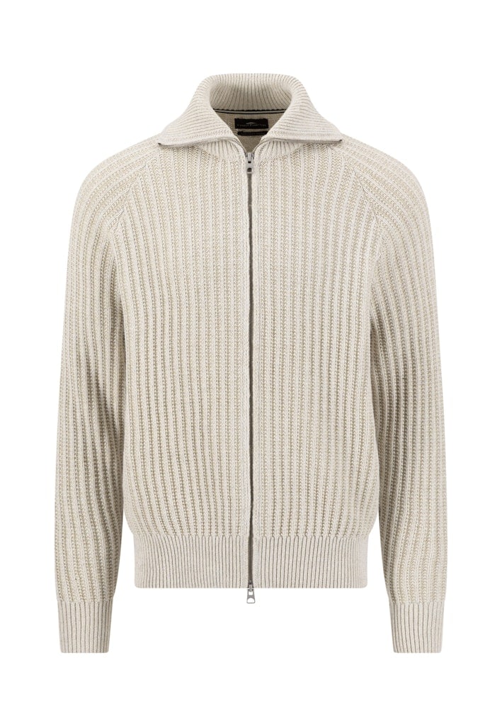 Zip Cardigan, 2-tone rib*RWS