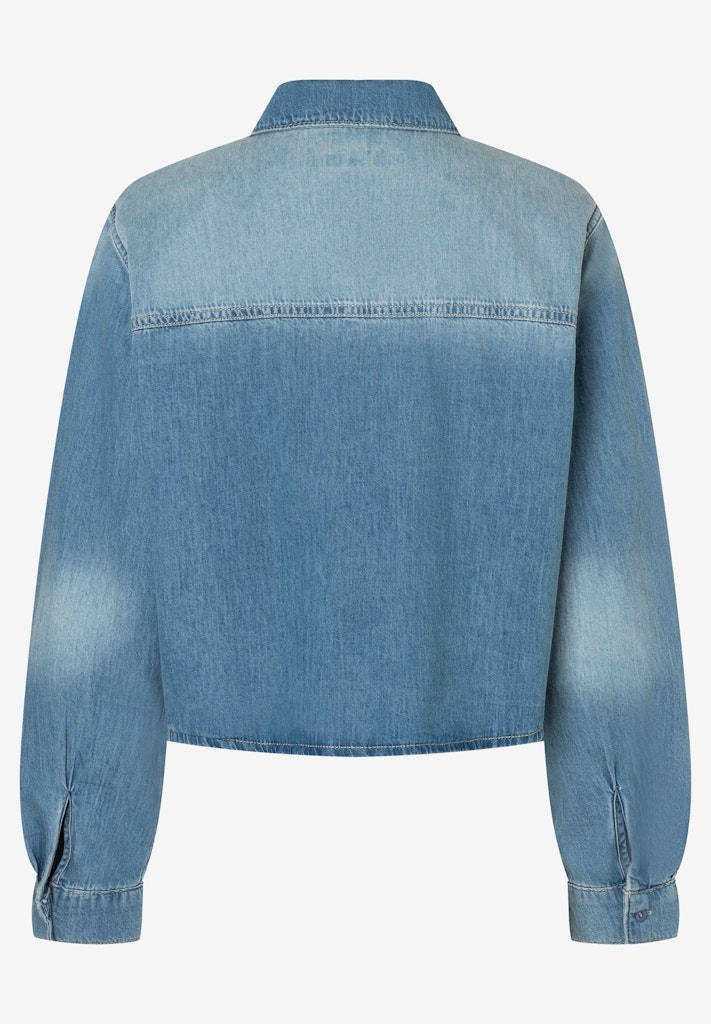 Jeanshemd mit Spitzenbesatz