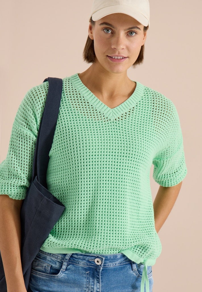 Kurzarm Pullover im Crochet-Look