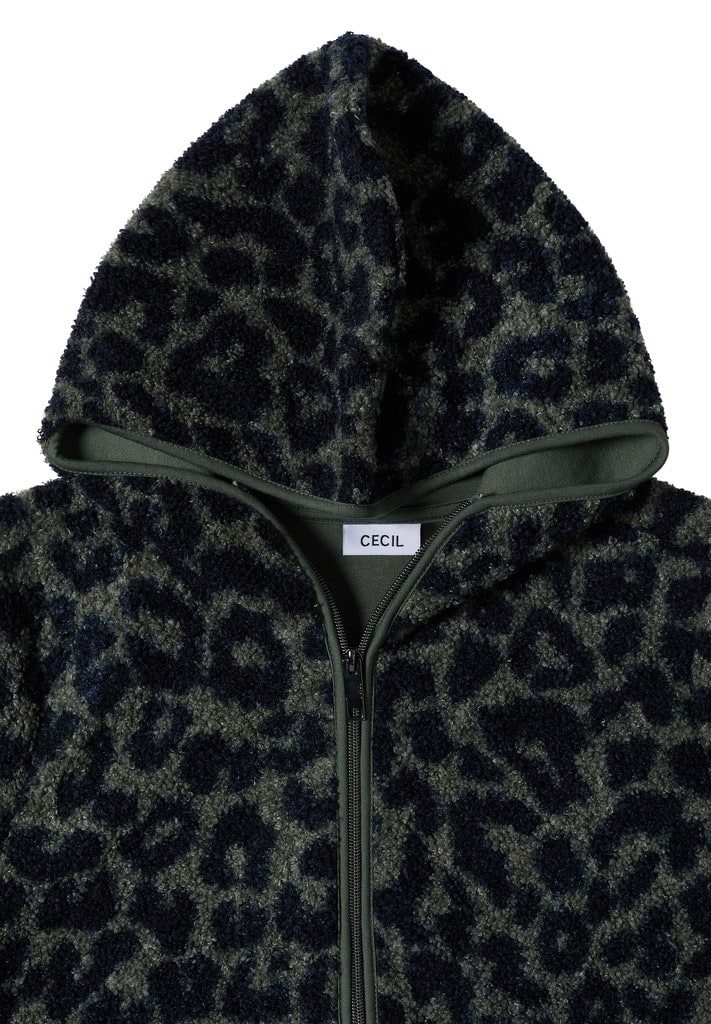 Teddy-Jacke mit Kapuze und Leo-Muster