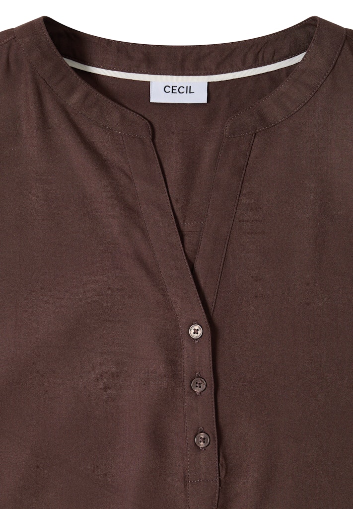 Kurzarm Bluse mit Split Neck