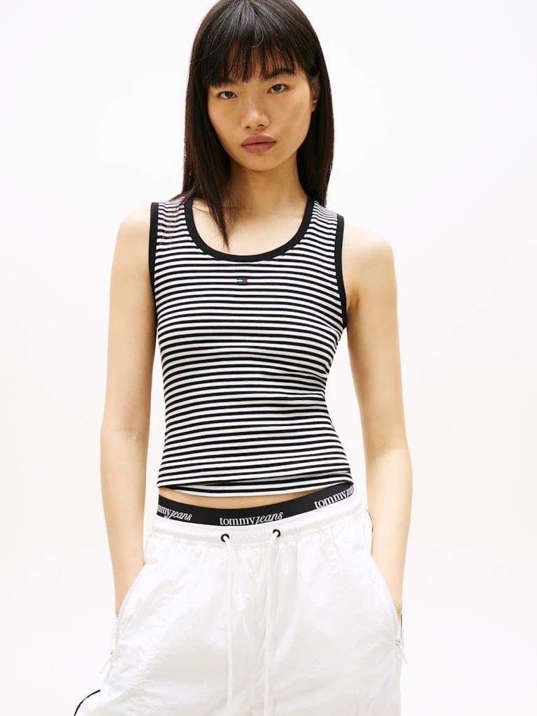 Ribbed Slim Scoop Neck Tank Top