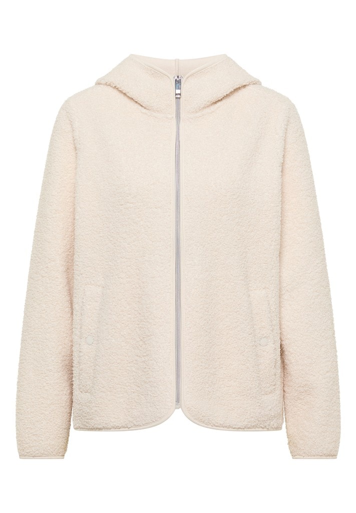Teddy-Jacke mit Kapuze in Unifarbe