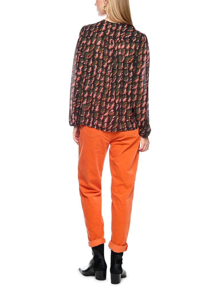 Bluse mit abstraktem Hahnentrittmuster