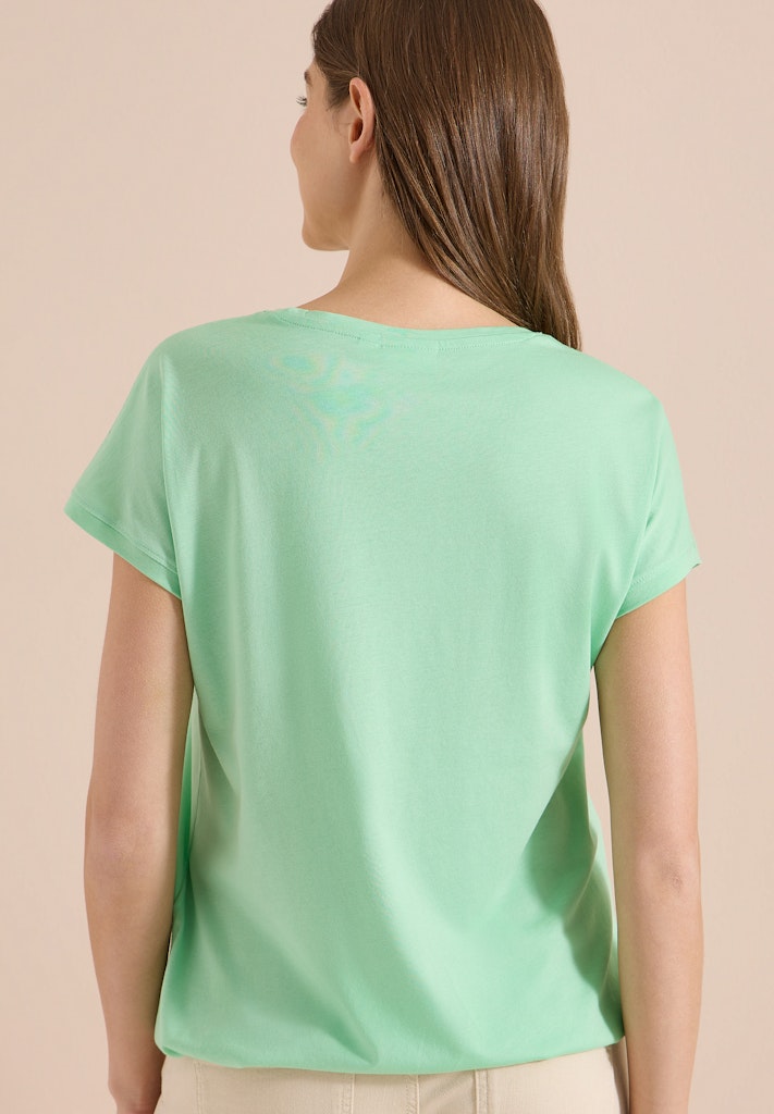 T-Shirt mit V-Neck und Spitzendetail