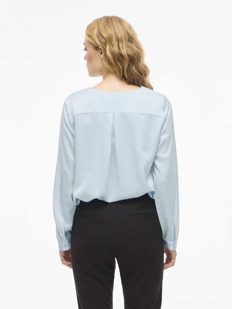 VIELLETTE V-NECK L/S SATIN SHIRT - NOOS