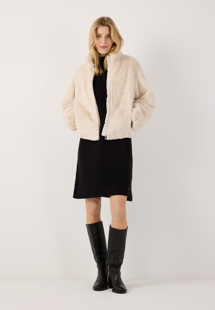 Flauschige Teddyjacke mit Stehkragen