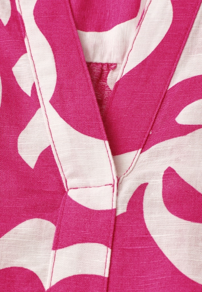 Bluse mit Split Neck aus Leinenmix