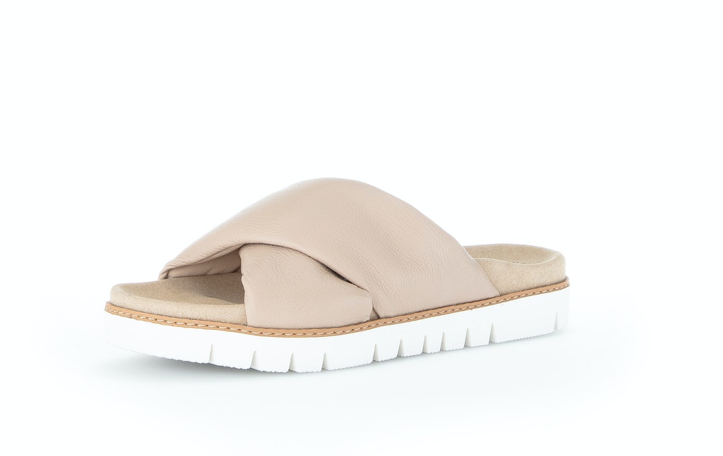 Pantoletten Glattleder beige