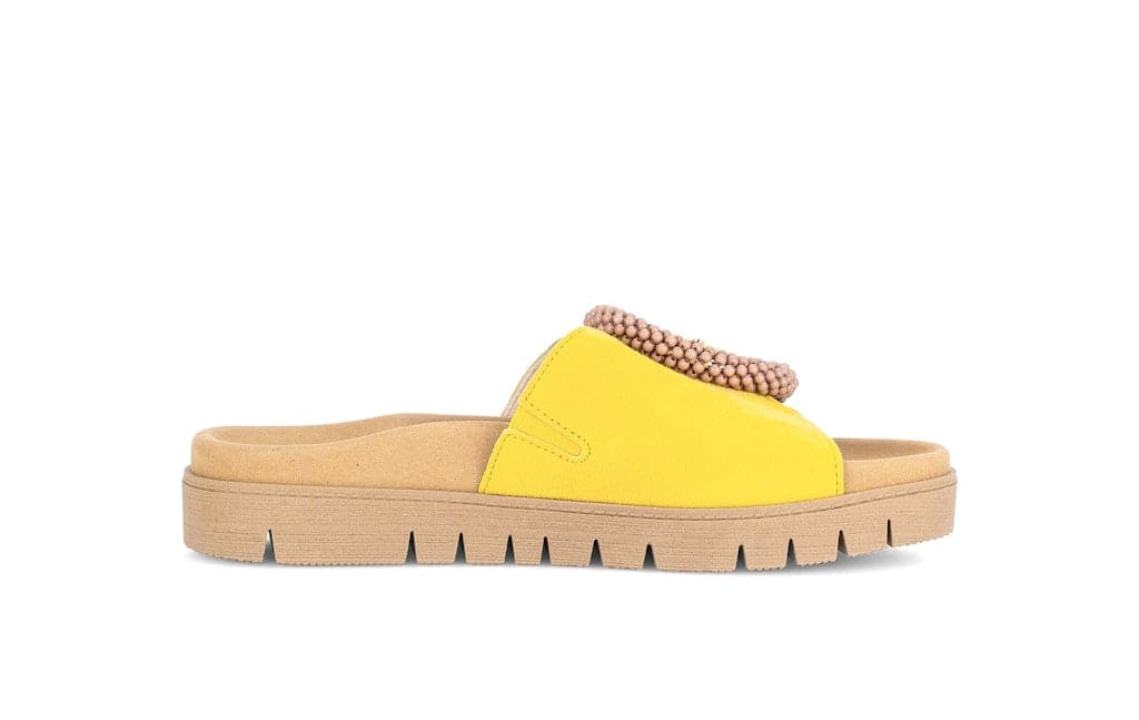 Pantoletten Rauleder gelb