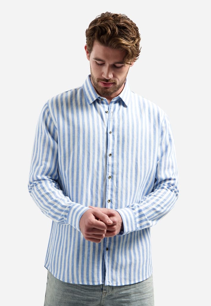 Shirt Vertical Big Stripe With Linen