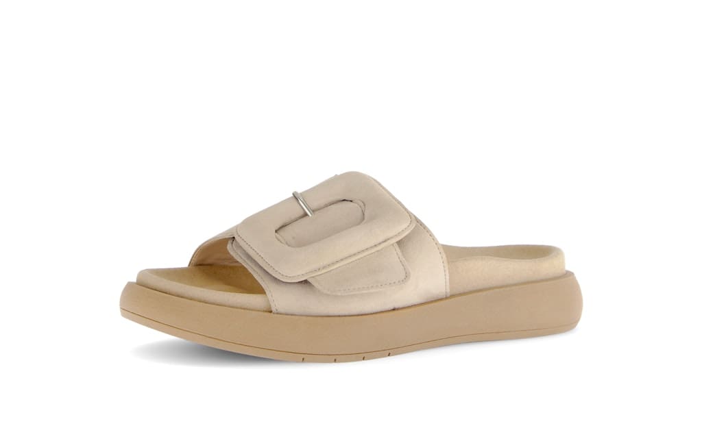 Pantoletten Rauleder beige