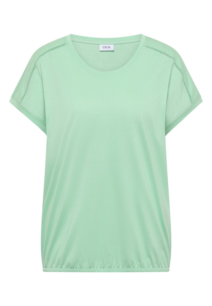 T-Shirt mit V-Neck und Spitzendetail