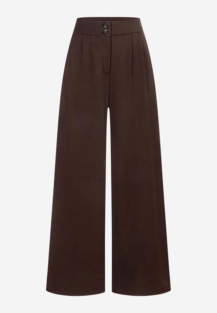 Dunkelbraune Jerseyhose mit weitem Bein