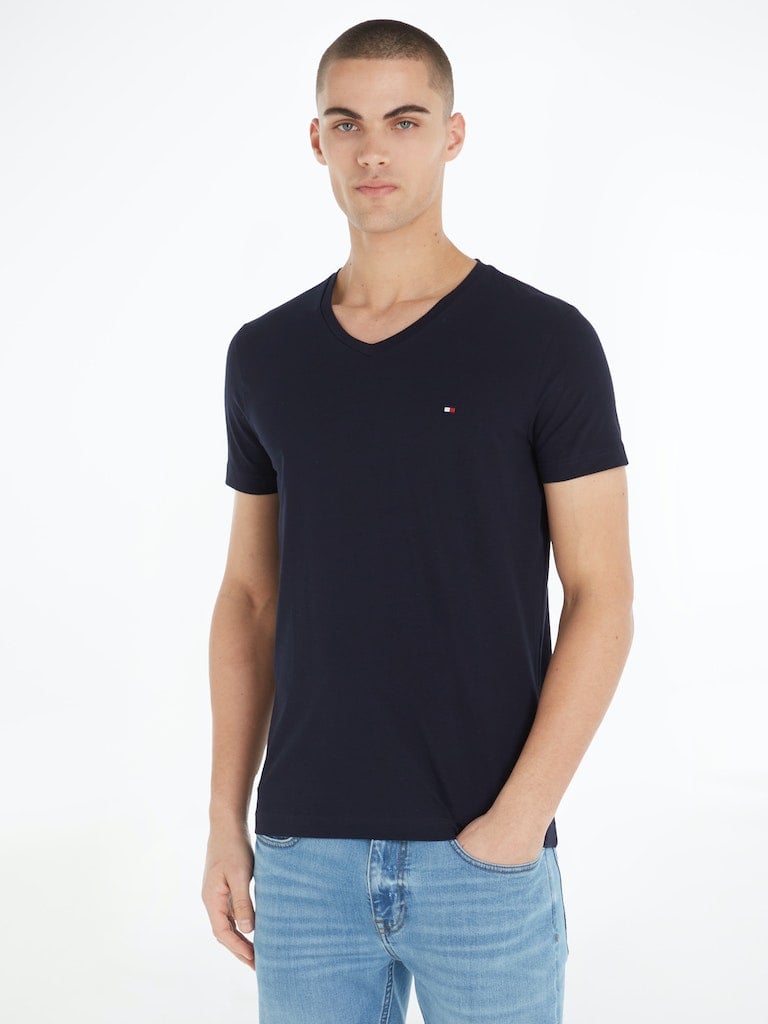 CORE STRETCH SLIM V-NECK TEE | BLUE | L | 1475655.8720641146517