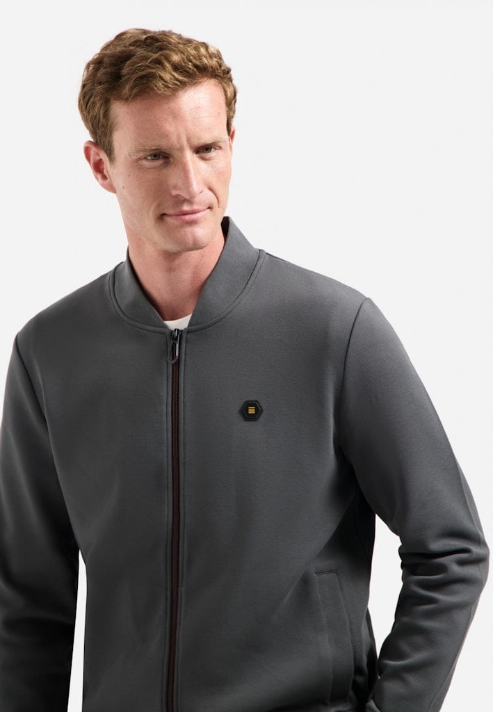 Sweater Full Zipper Pique Bomber