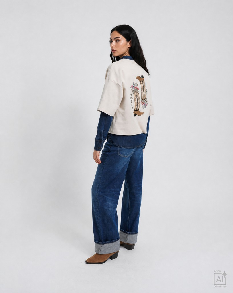 Boxy Cropped Sweatshirt Shortsleeves