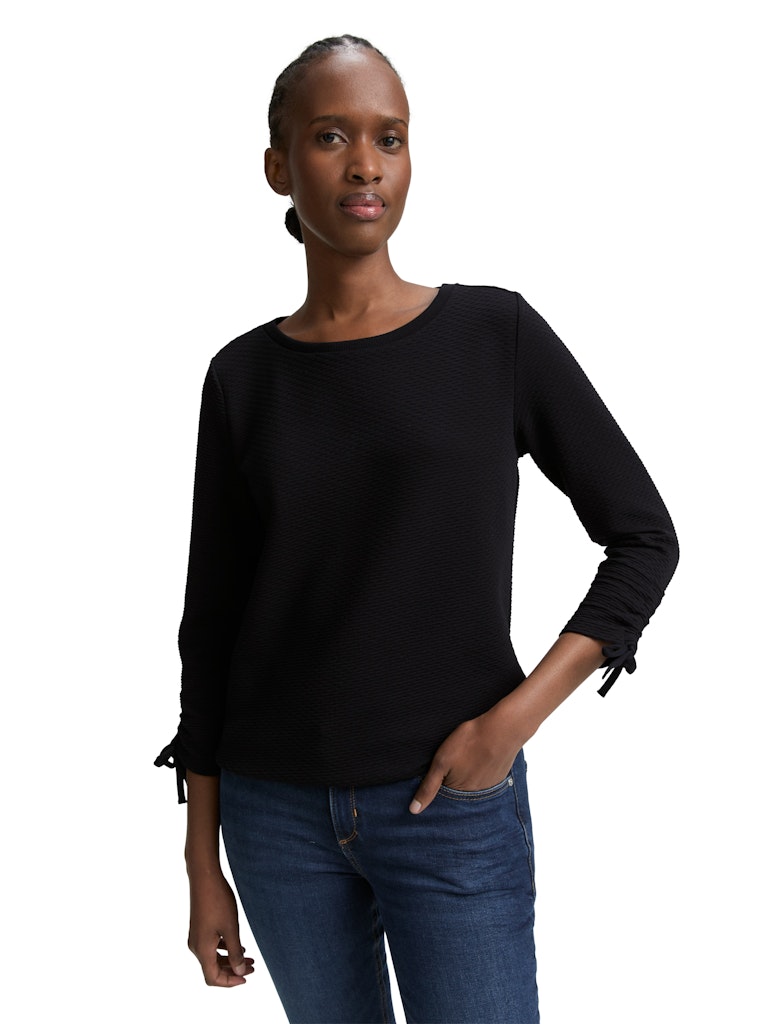 Slim Fit Sweatshirt mit Raffärmeln