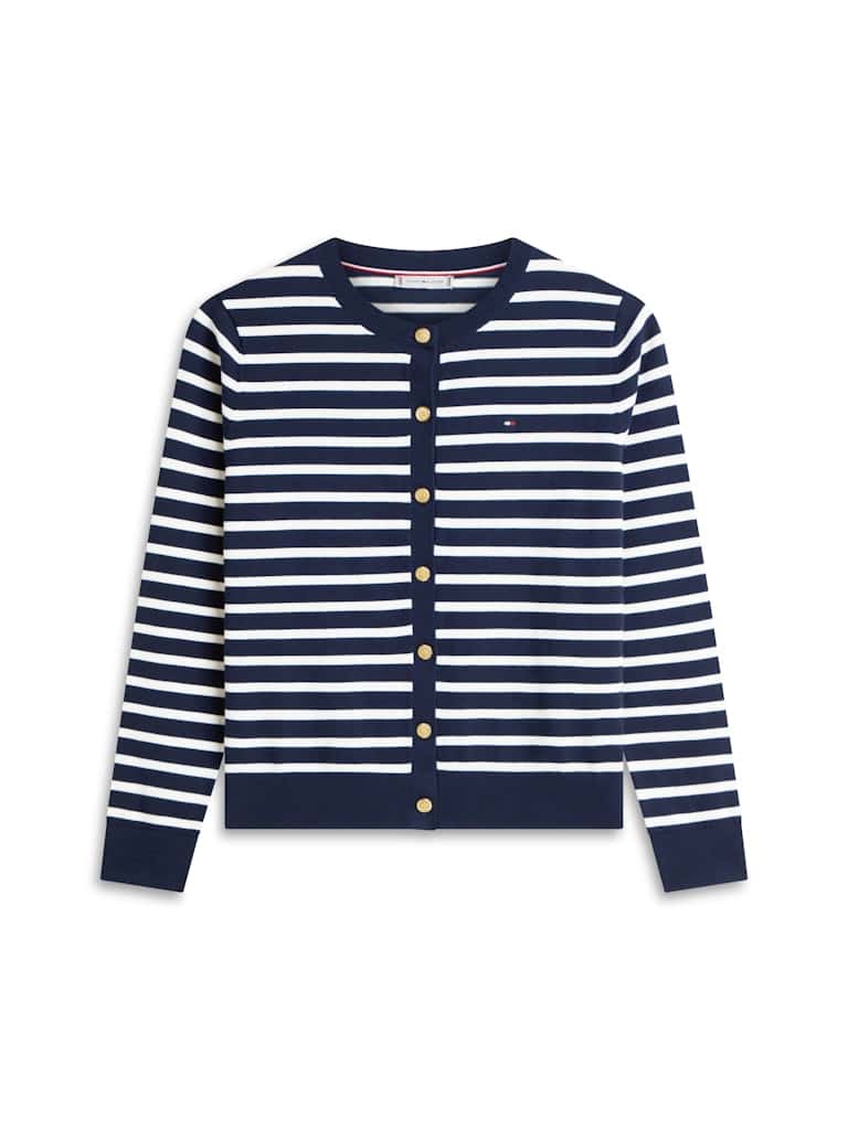 Gold-Tone Button Jersey Cardigan