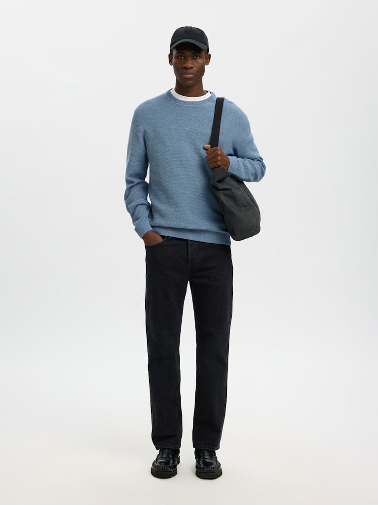 SLMROSS LS KNIT STRUCTURE CREW NECK NOOS