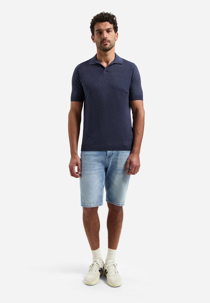 Pullover Short Sleeve V-Polo Melange