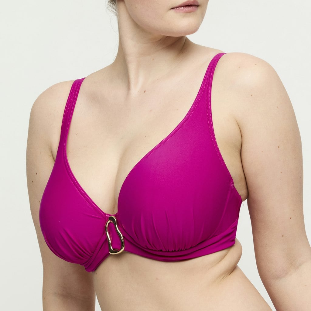 UVITA Deep Magenta Unterlegtes Bikini-Top tief.