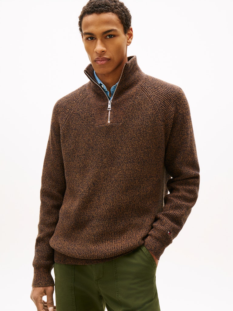 FISHERMAN RIB ZIP MOCK