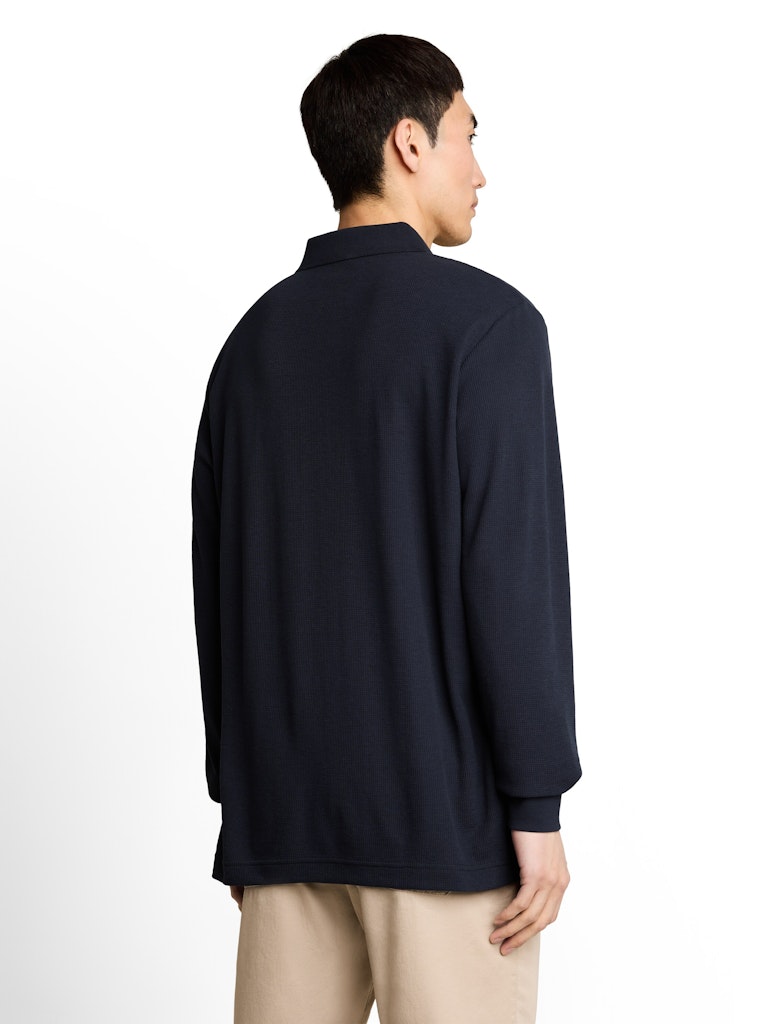 Langarm Poloshirt mit Waffelstruktur